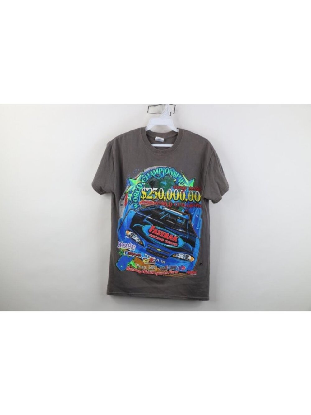 Vintage Mens Small Fastrak Racing Series World Challenge Car Racing T-Shirt Gray